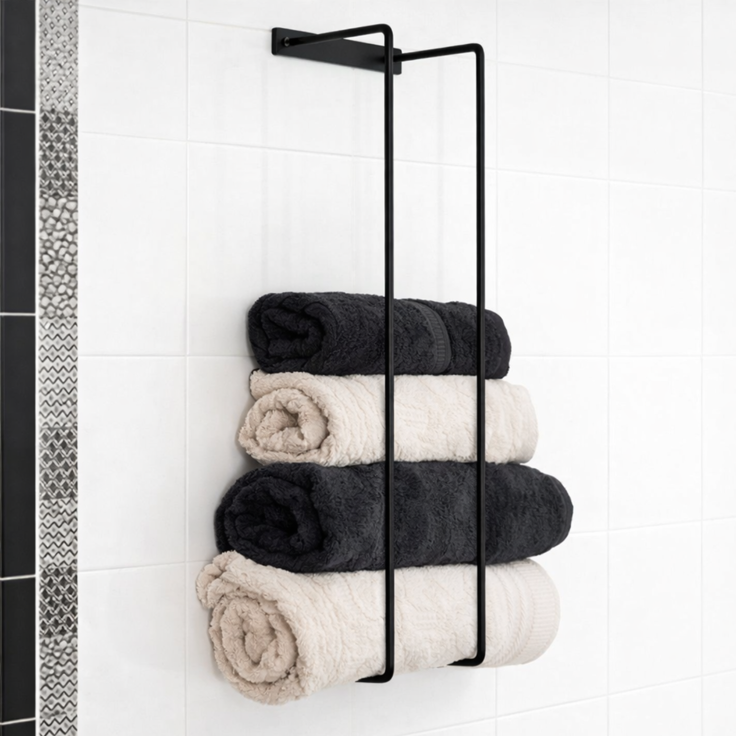 Black Wall Mount Towel Rack
