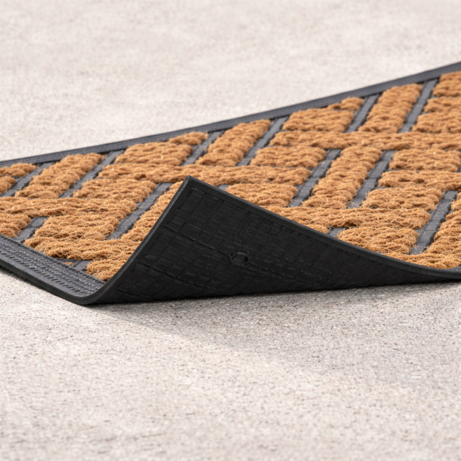 Black Weave Wide Coir Doormat