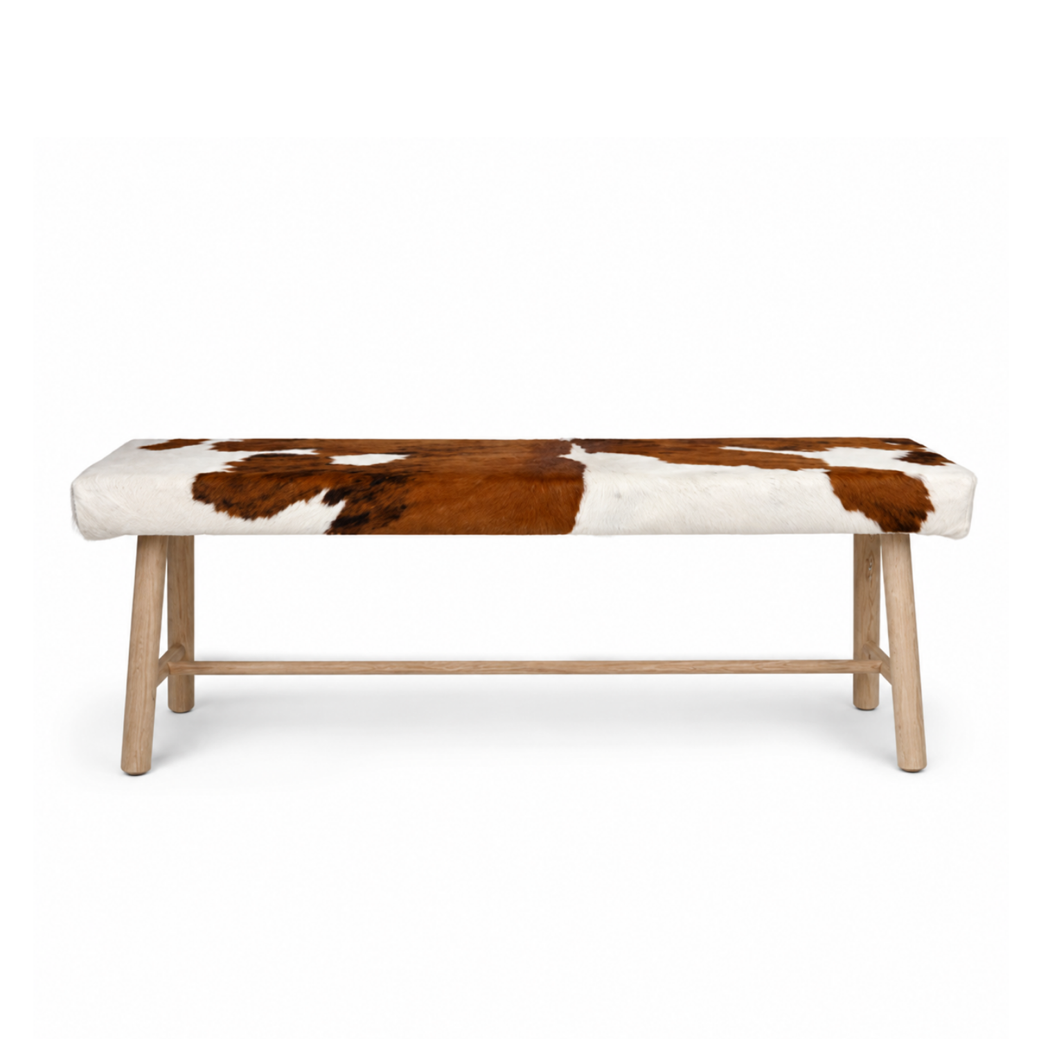 Norway Brown Cowhide Oak Bench