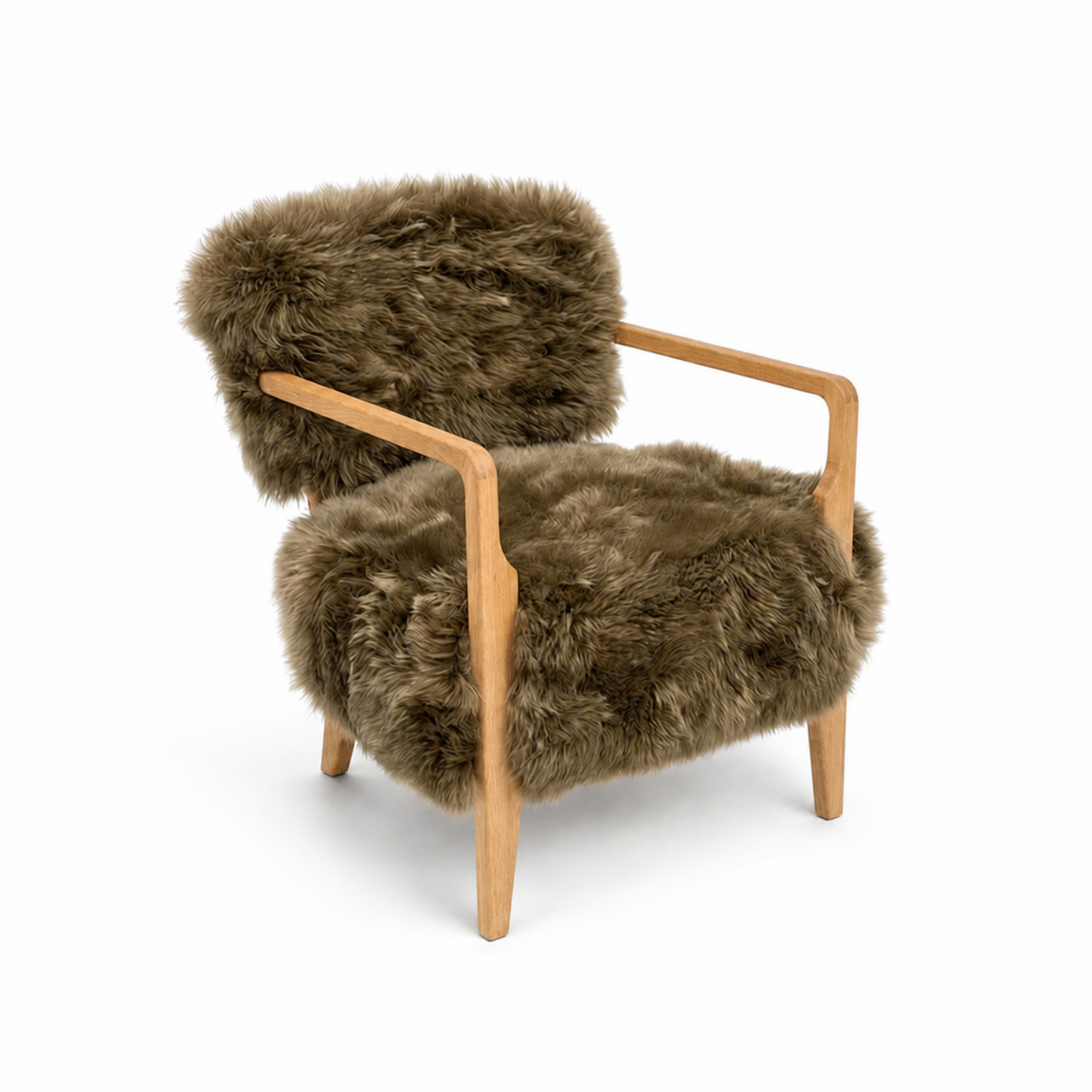 Malmo Long Wool Sheepskin Lounge Chair - Taupe Brown