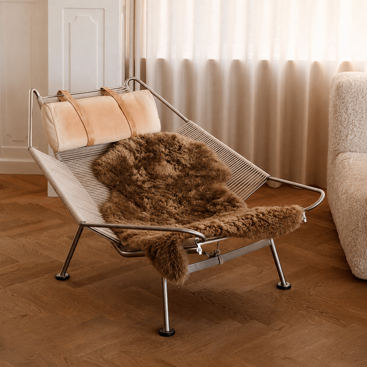 Skagen Sheepskin Short Wool Rug - Rusty Brown