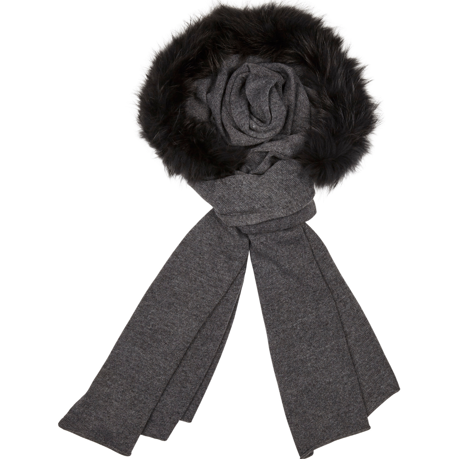 Sigrid Fur Scarf/Shawl - Dark Grey