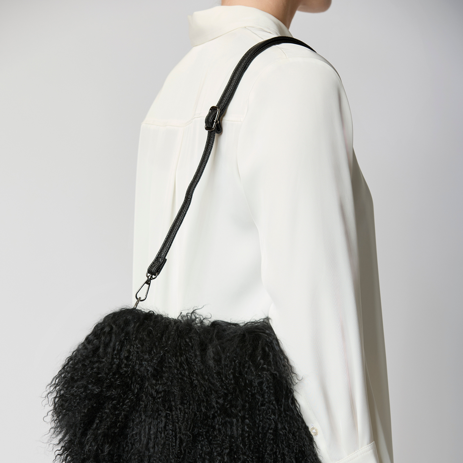 Skye Sheepskin Cross-Body Bag- Black
