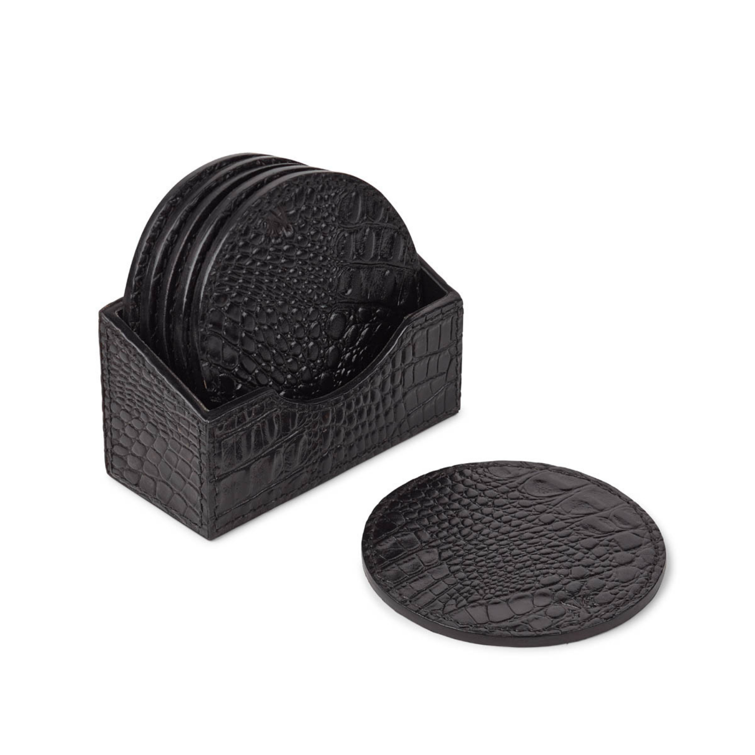 Lars Black Leather Coasters (Set of 6)