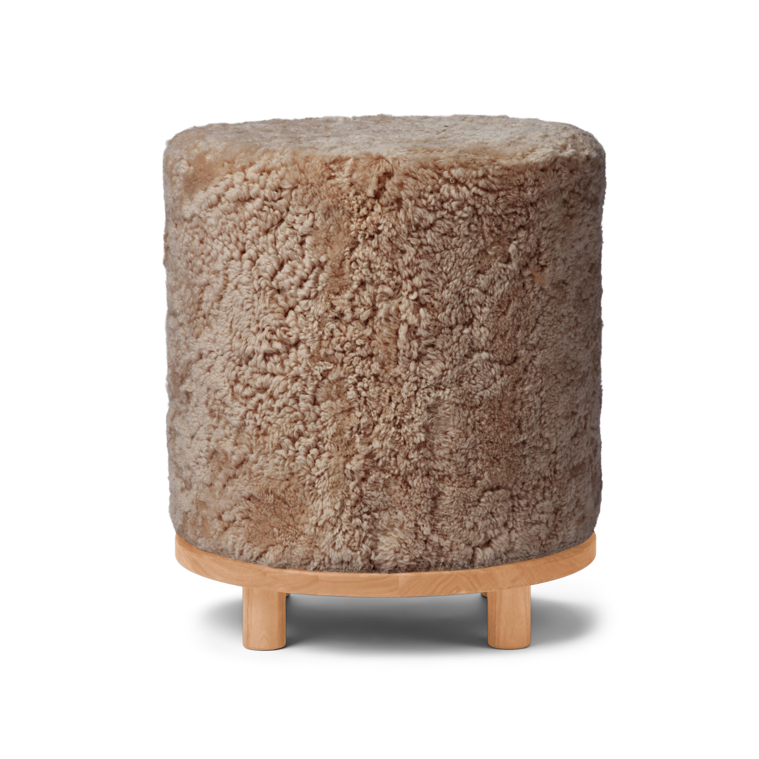 Saga Wool Sheepskin Ottoman - Taupe