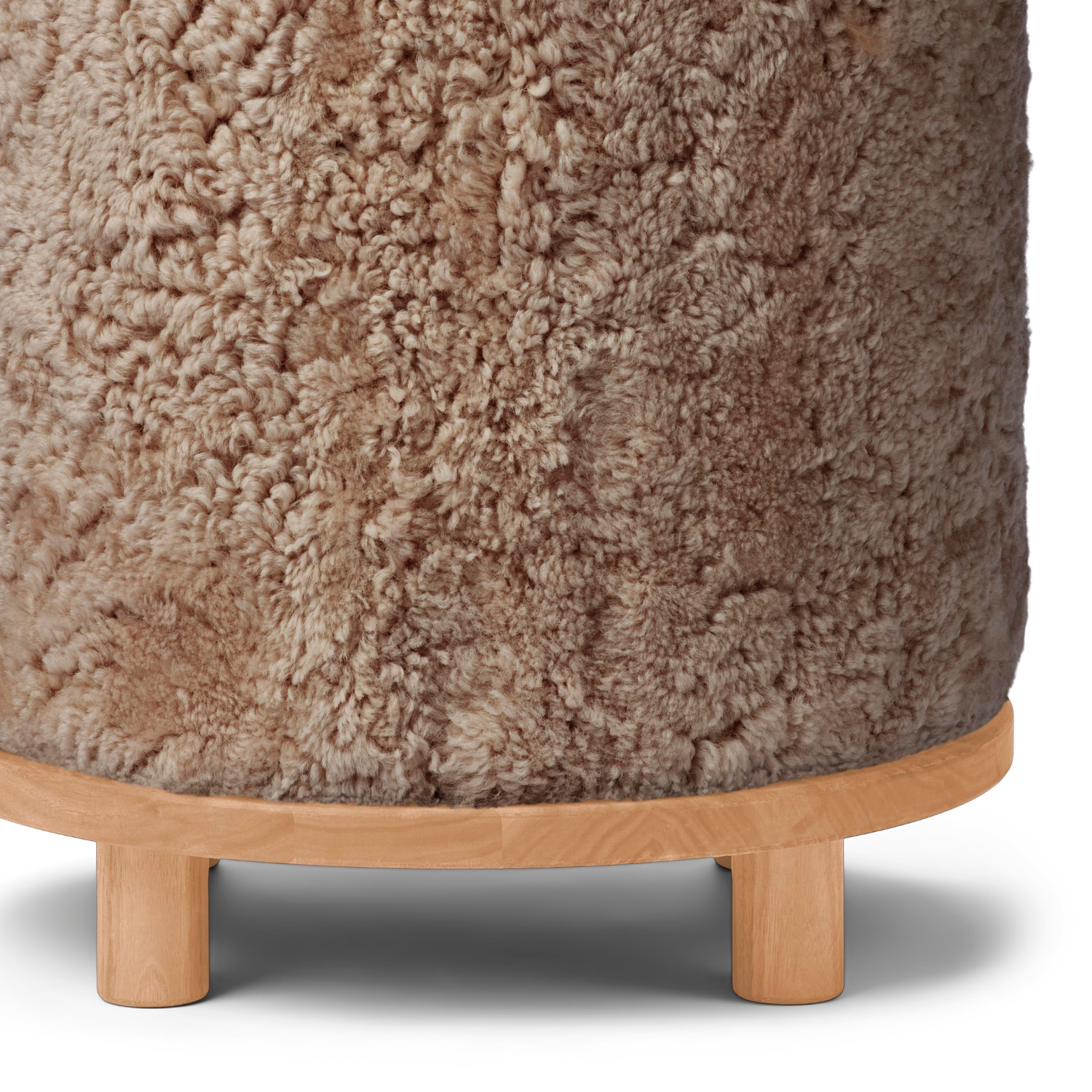 Saga Wool Sheepskin Ottoman - Taupe