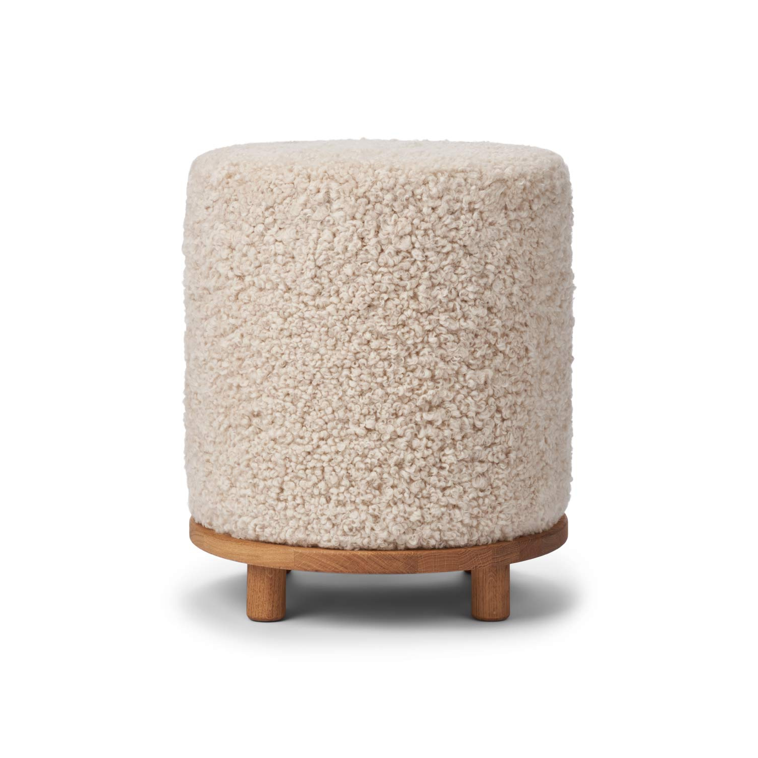 Saga Wool Sheepskin Ottoman - Pearl