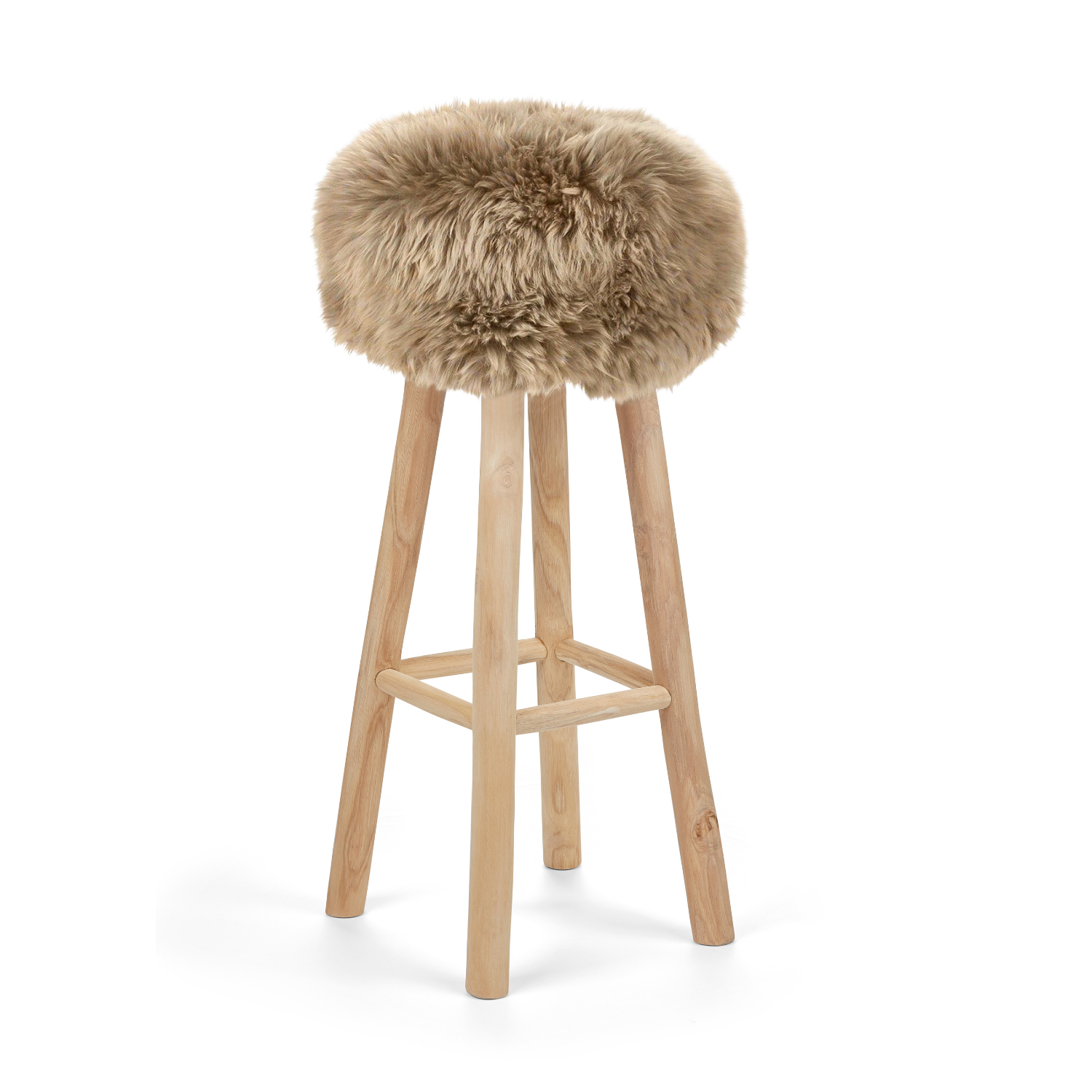 Aarhus Wool Sheepskin Barstool - Taupe