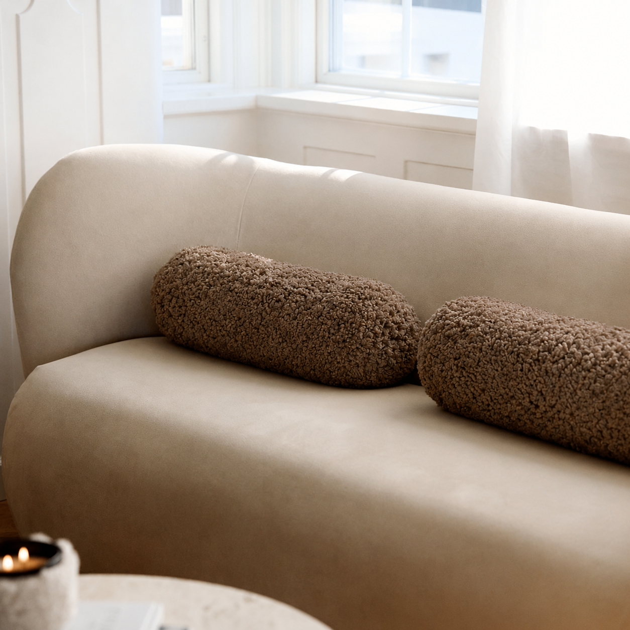 Oslo Sheepskin Bolster Pillow - Taupe