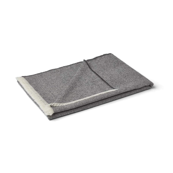 Herringbone Alpaca Wool Throw - Dark Grey