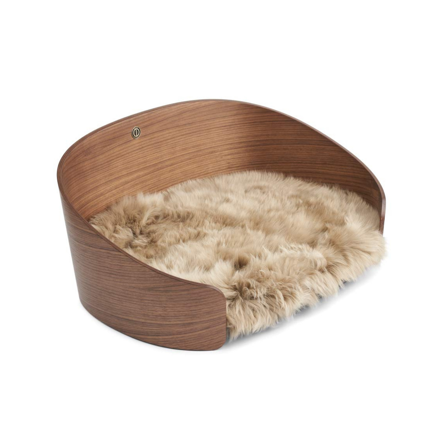 Freya Long-Wool Sheepskin Pet Bed - Walnut/Taupe