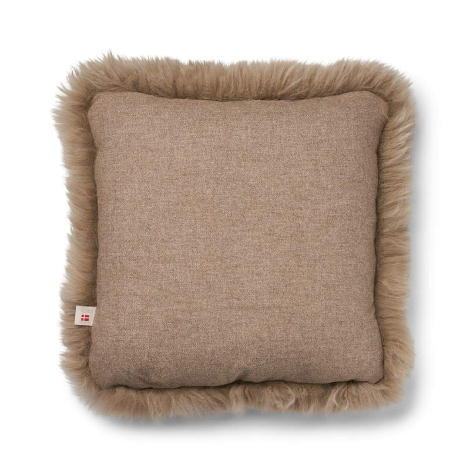 Astrid Reversible Sheepskin Long-Wool Toss Pillow -Beige/Taupe