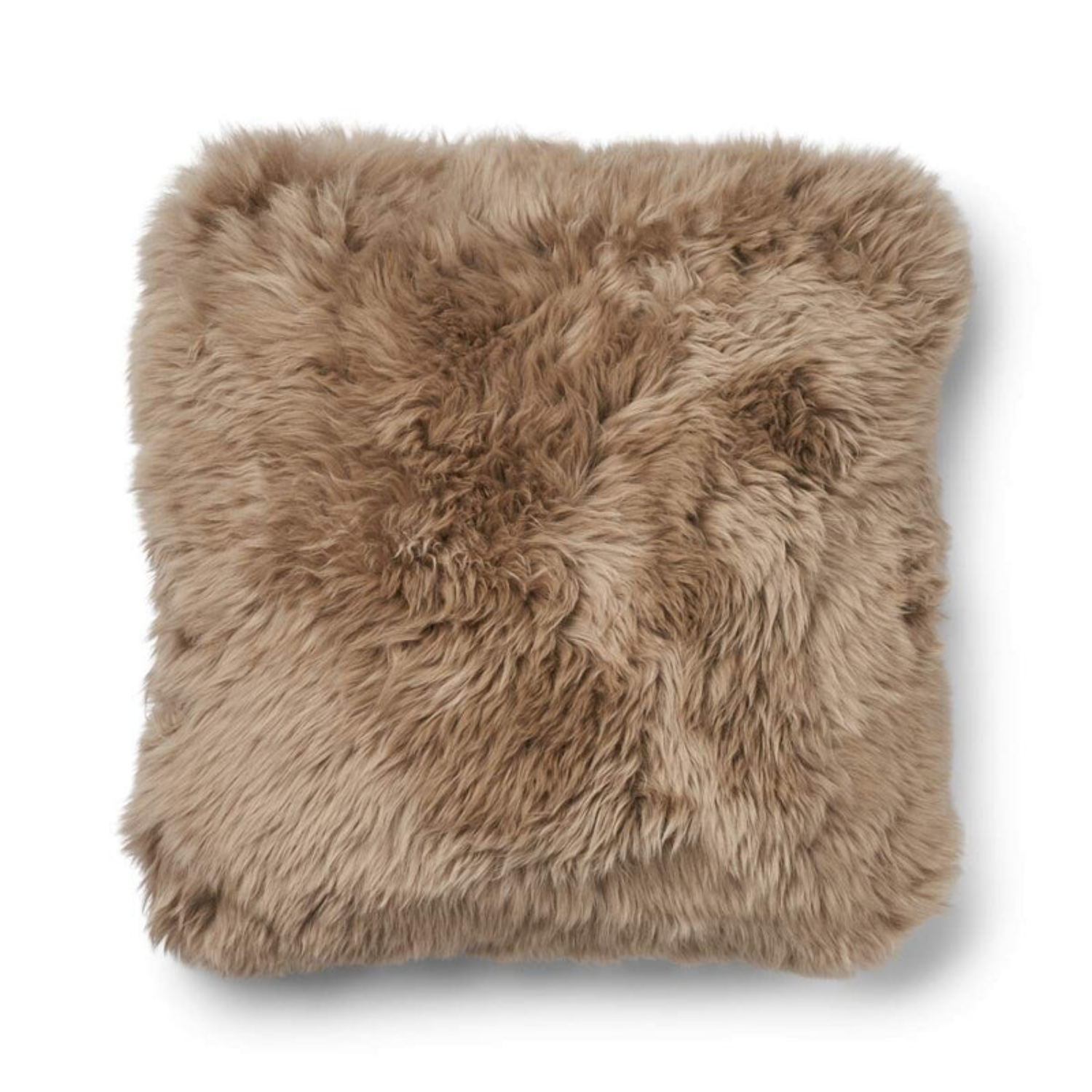 Astrid Reversible Sheepskin Long-Wool Toss Pillow -Beige/Taupe