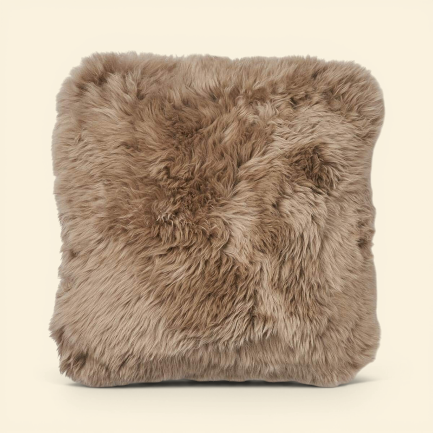 Astrid Reversible Sheepskin Long-Wool Toss Pillow -Beige/Taupe