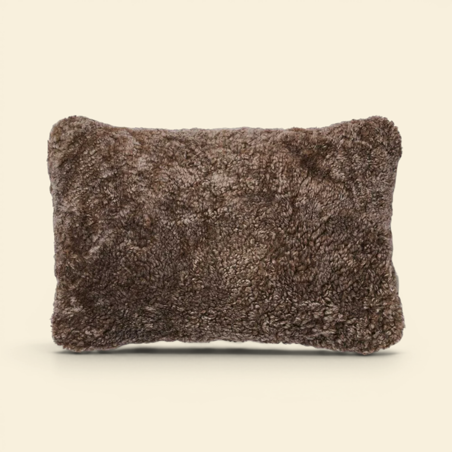Astrid Reversible Sheepskin Kidney Toss Pillow - Beige/Taupe