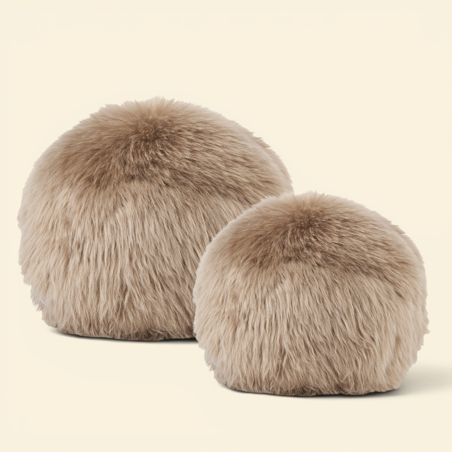 Oslo Orbits Sheepskin Long-Wool Toss Pillow - Taupe