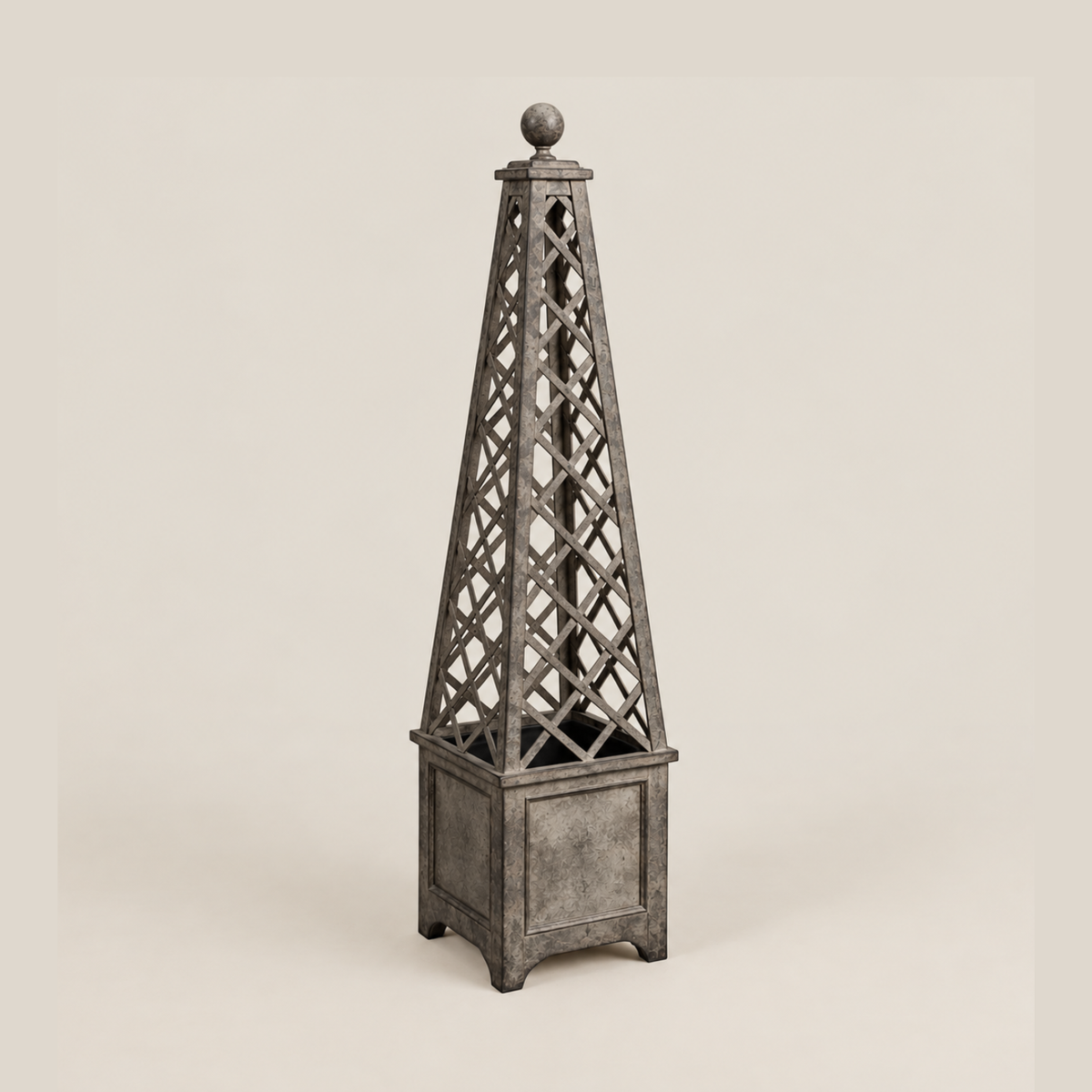 Grandeur Metal Trellis Planter - Aged Grey