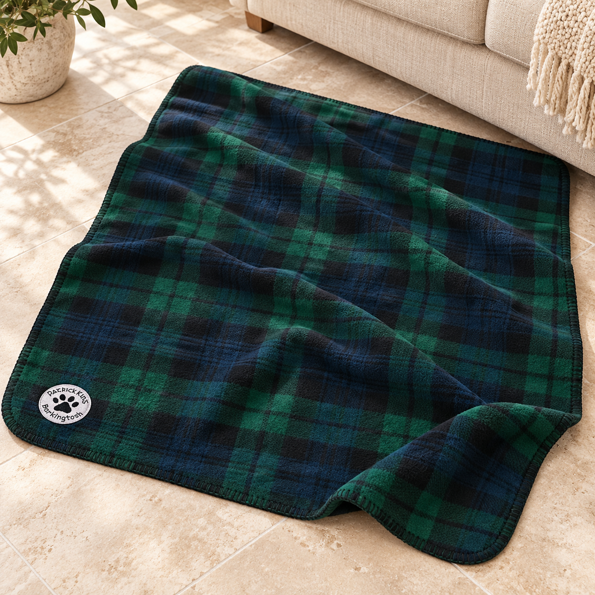 Highland Wool Pet Blanket - Black Watch Tartan