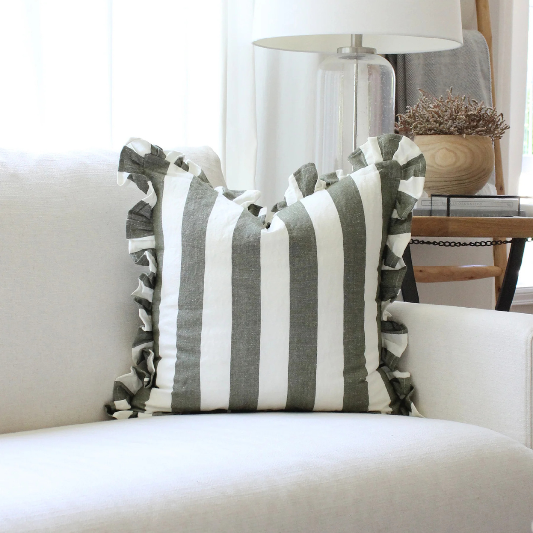 Ruffles Cabana Stripe Toss Pillow - Green