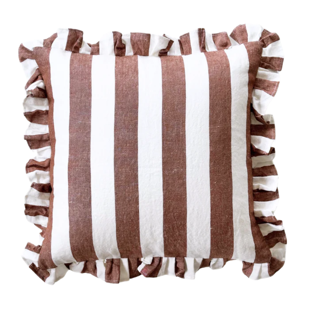 Ruffles Cabana Stripe Toss Pillow - Rust