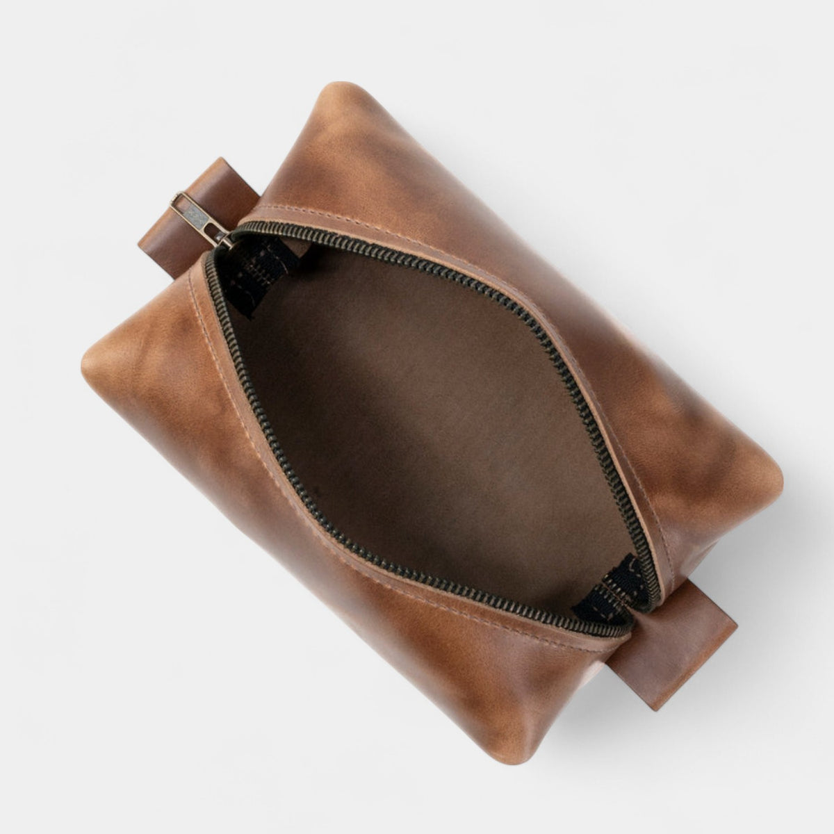 Leather Toiletry Bag - Natural Brown