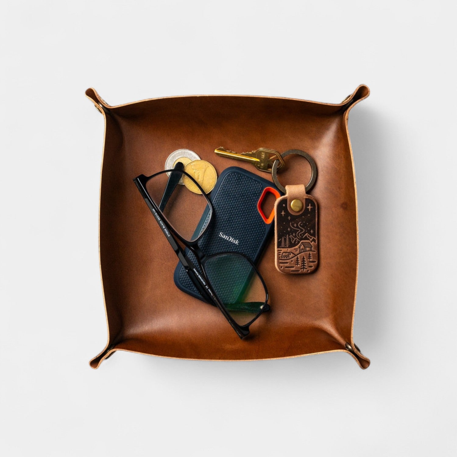 Leather Catchall Tray - Natural Brown