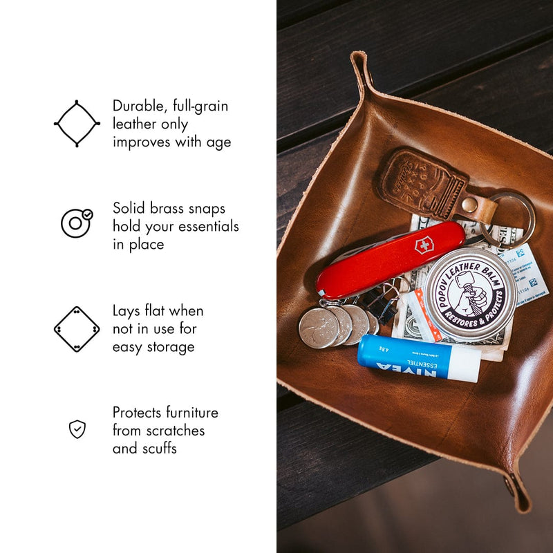 Leather Catchall Tray - Natural Brown