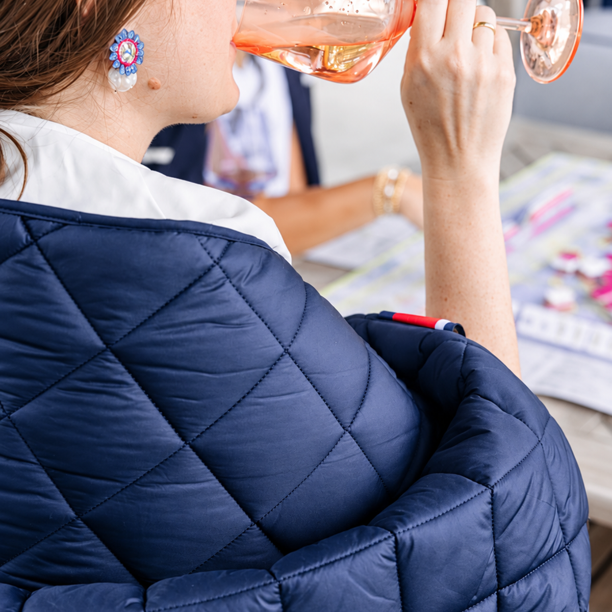 Waterproof Quilted Outdoor Puffer Blanket - Navy