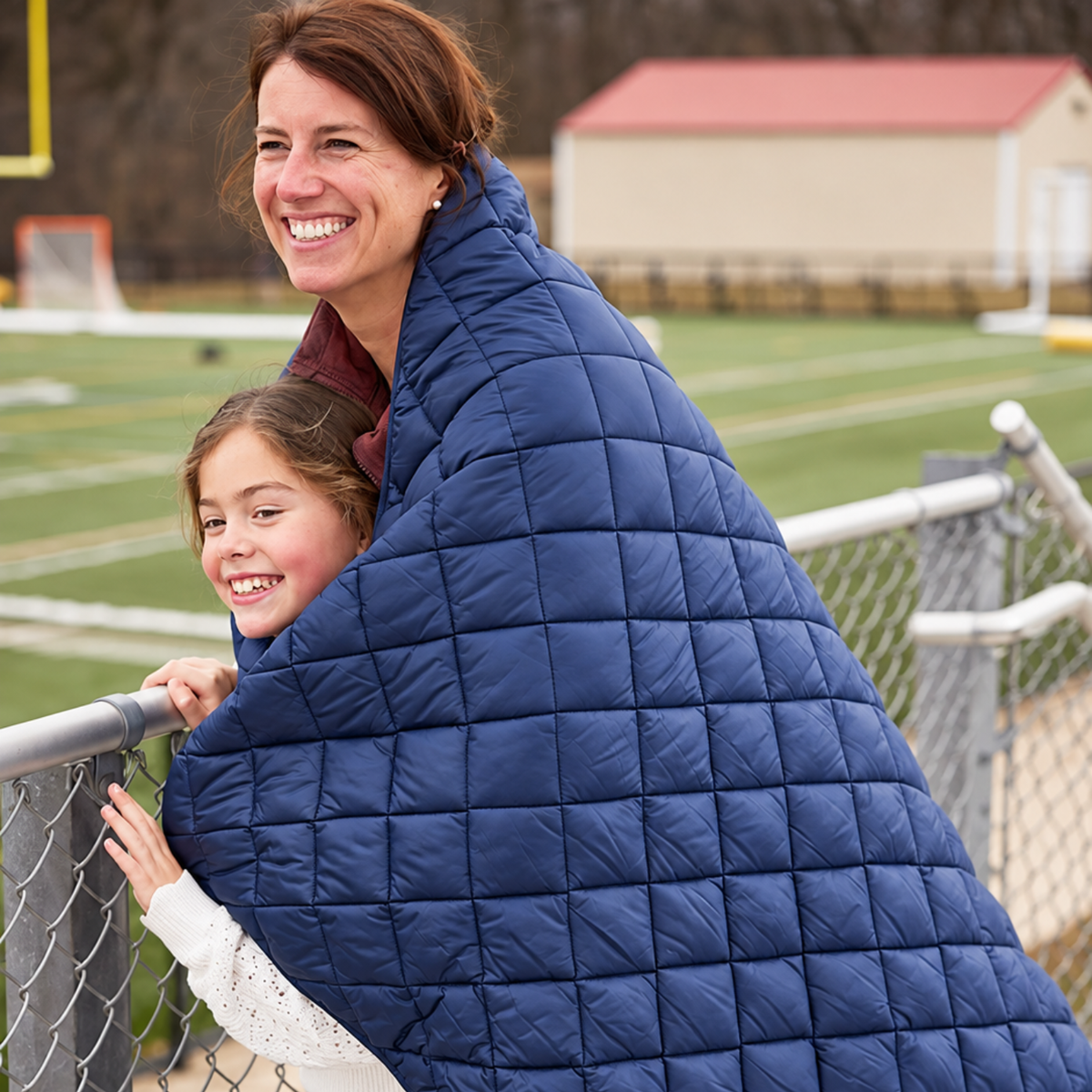 Waterproof Quilted Outdoor Puffer Blanket - Navy