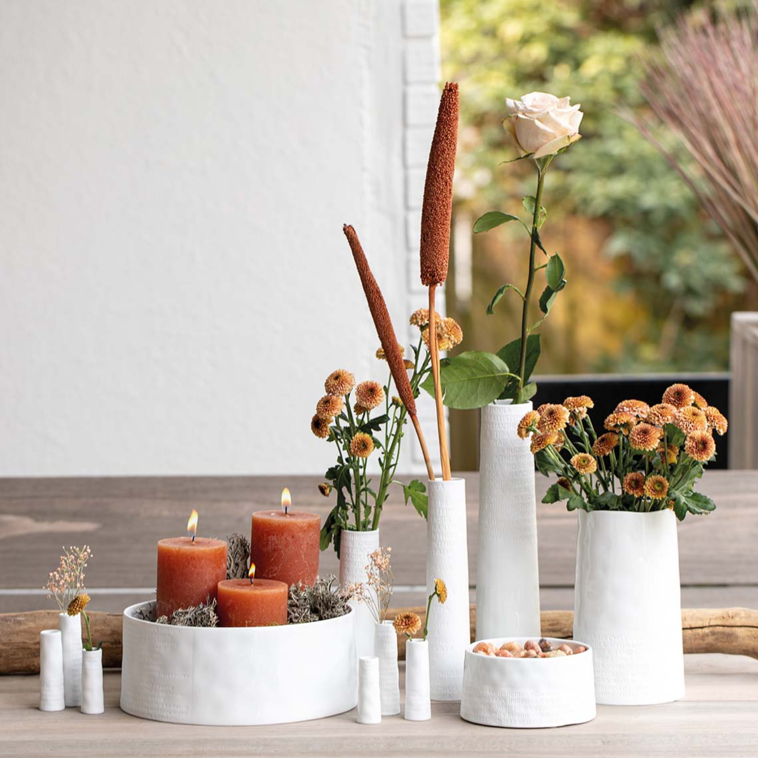 Frosted Porcelain Floral Whispers Mini Vase (Set of 3) - White