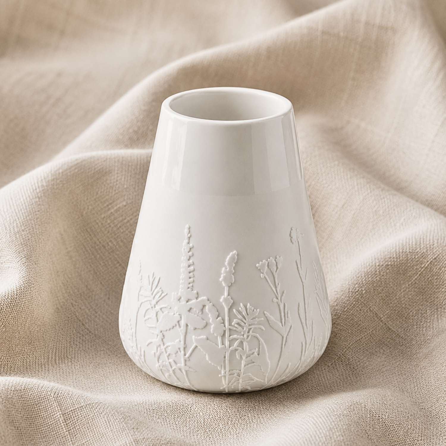 Frosted White Porcelain Botanical Vase