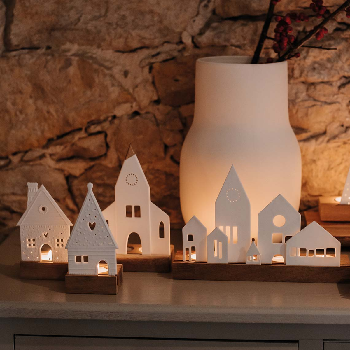 Frosted Porcelain Village Tealight Tray