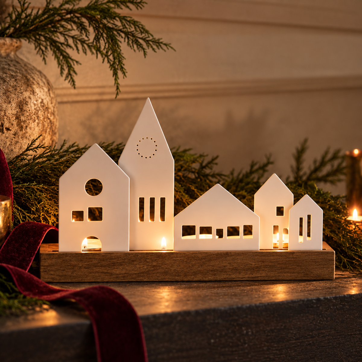 Frosted Porcelain Village Tealight Tray