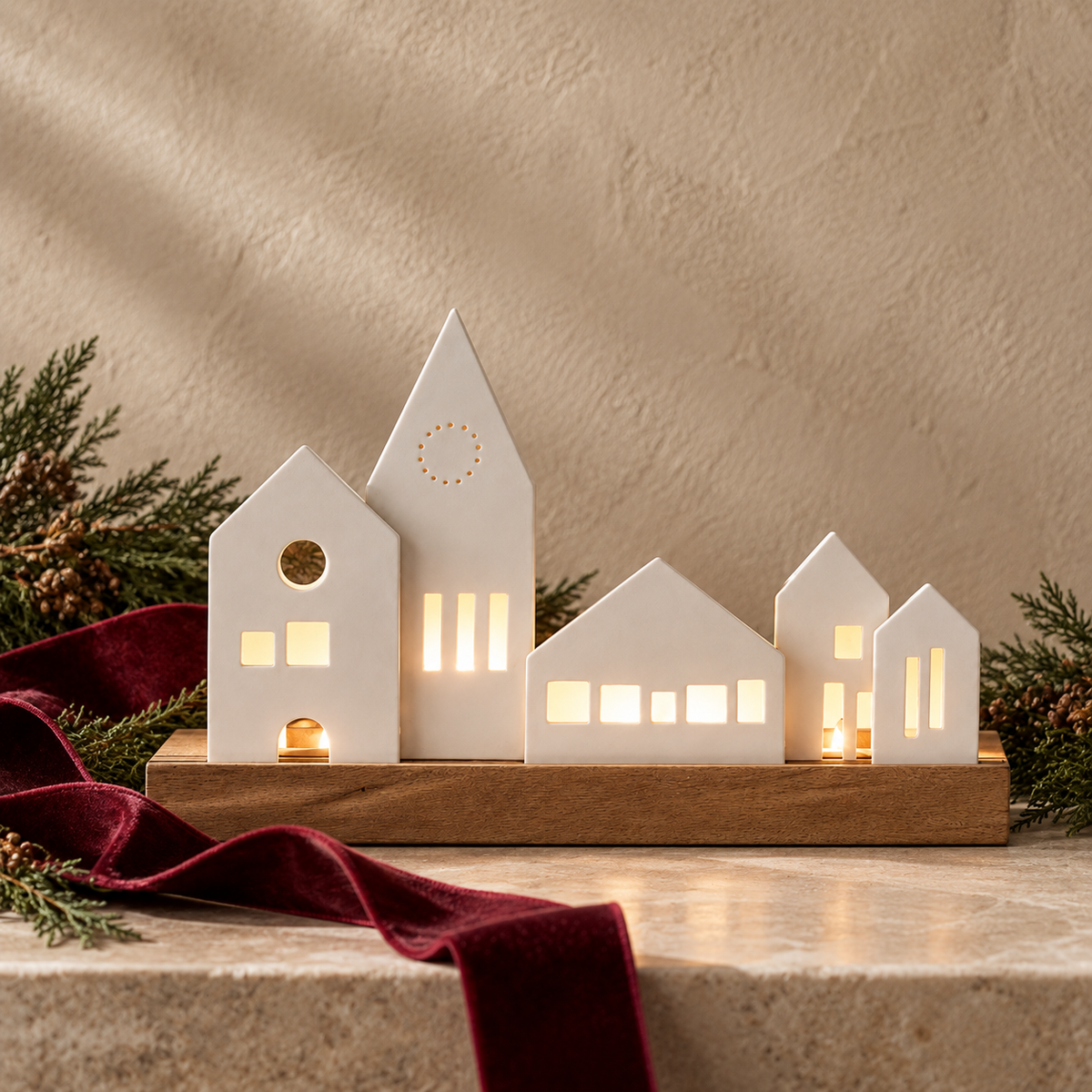 Frosted Porcelain Village Tealight Tray