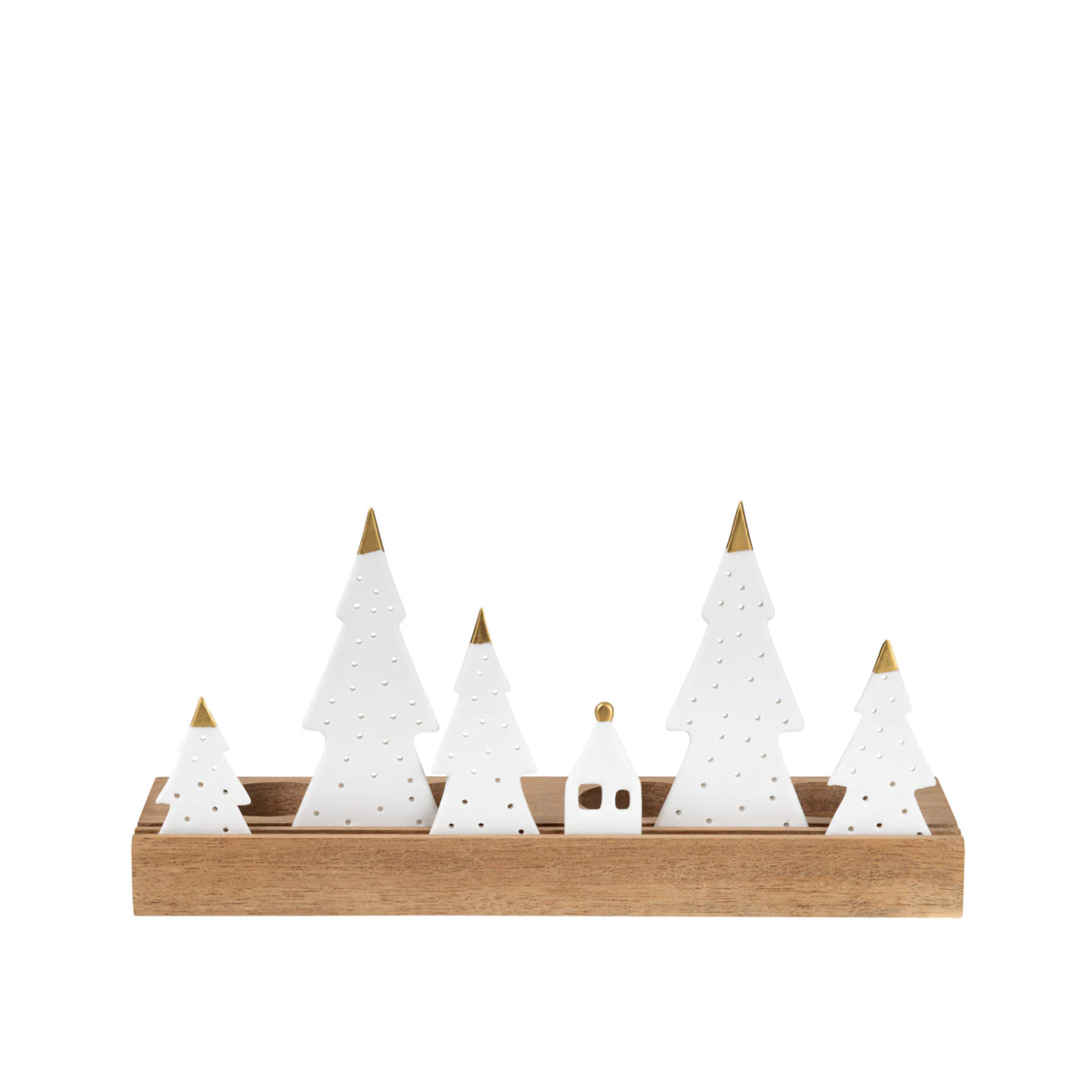 Frosted Porcelain Alpine Trees Tealight Tray