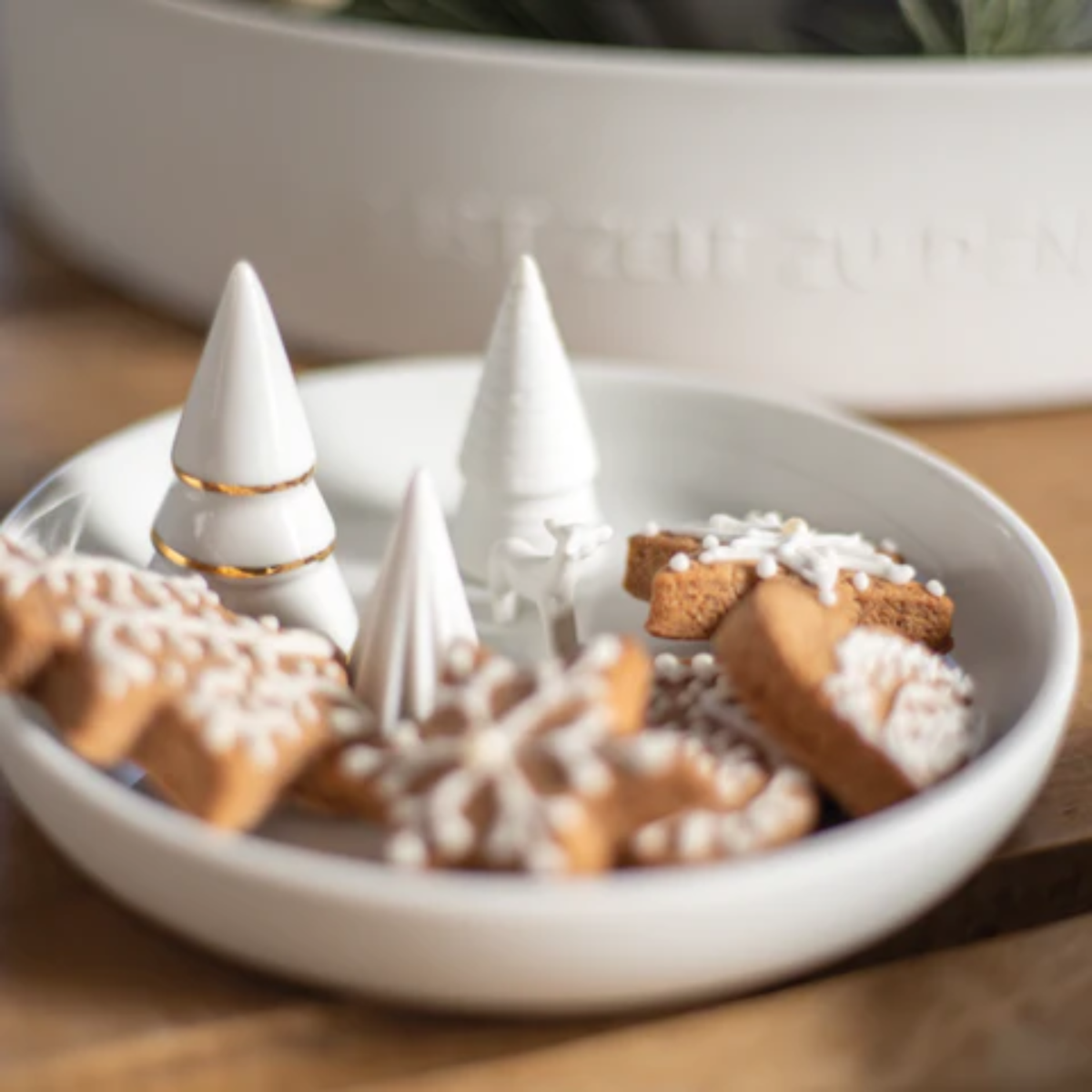Frosted Porcelain Winter Forest Serving Dish