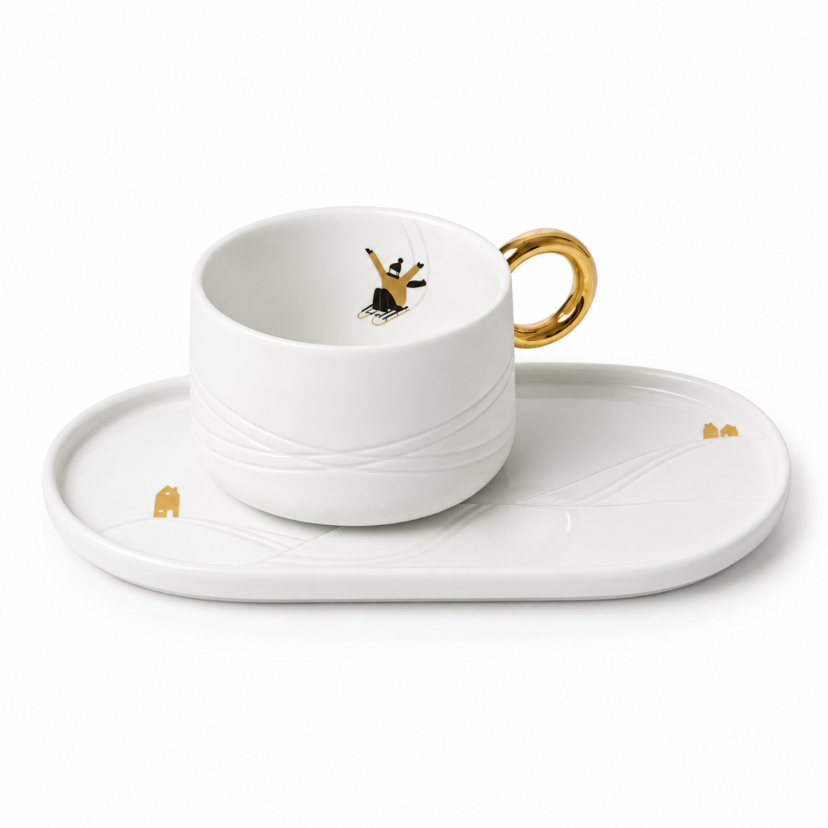 Frosted Porcelain Snow Day Mug W/ Plate