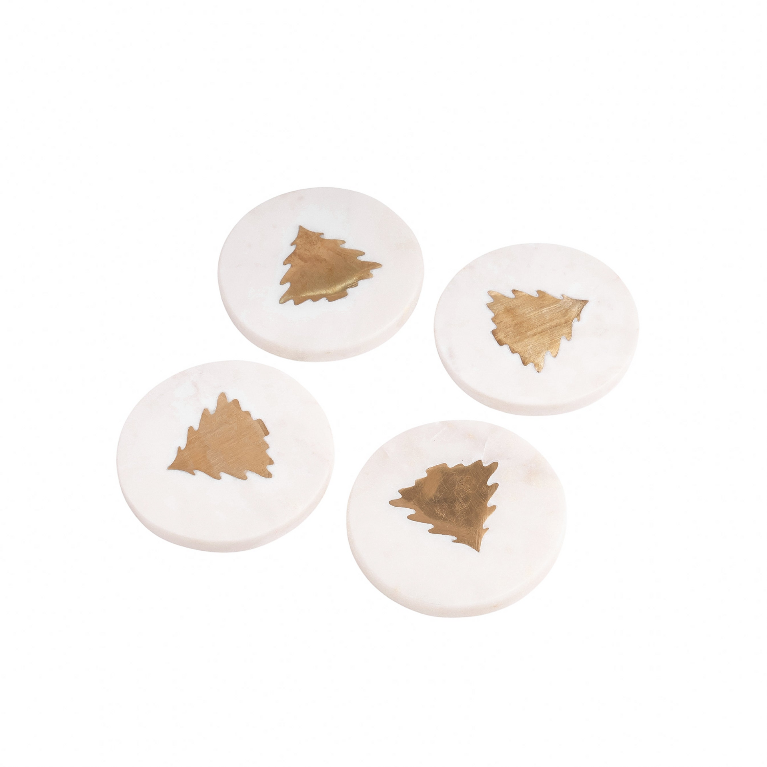 Golden Festive Tree Marble Coasters