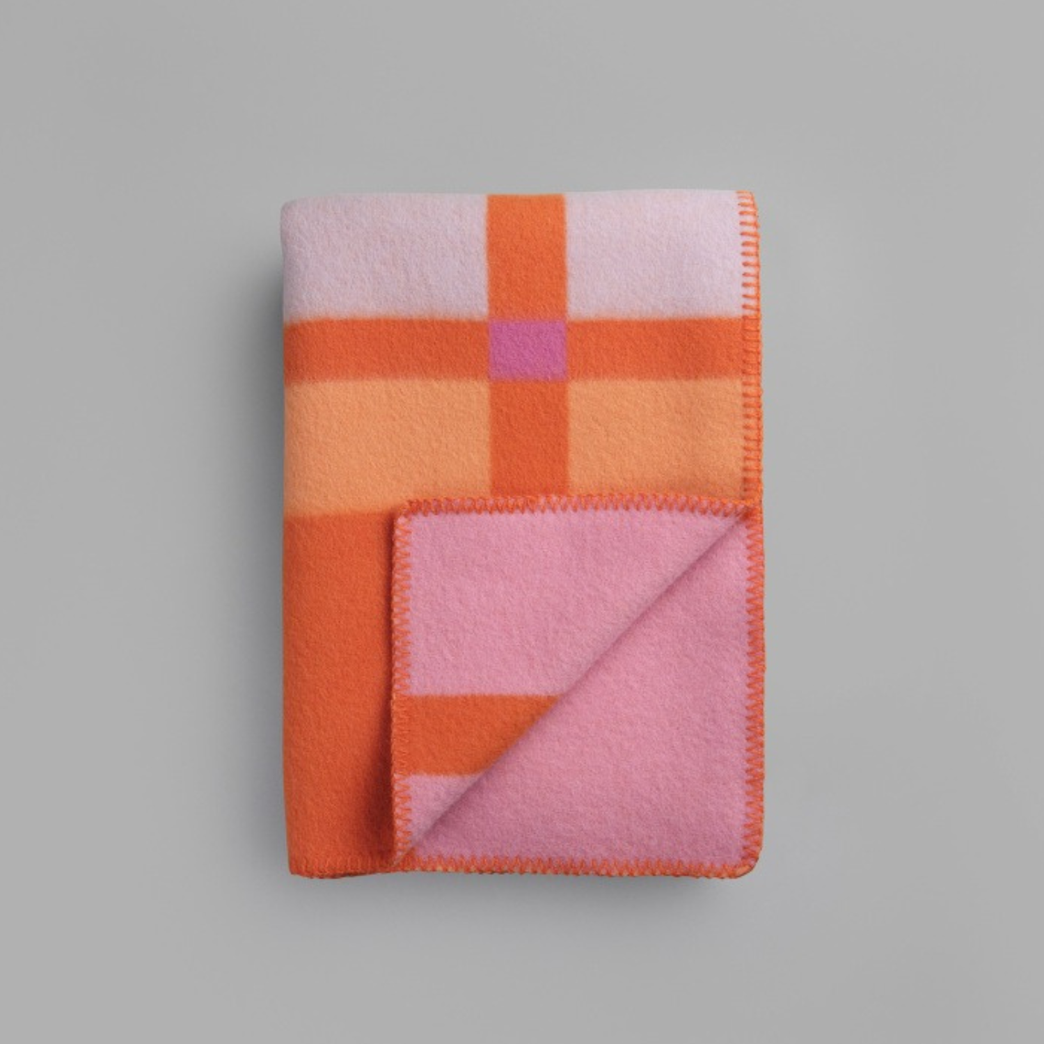 Norwegian Wool Orange Mosaic Throw Blanket