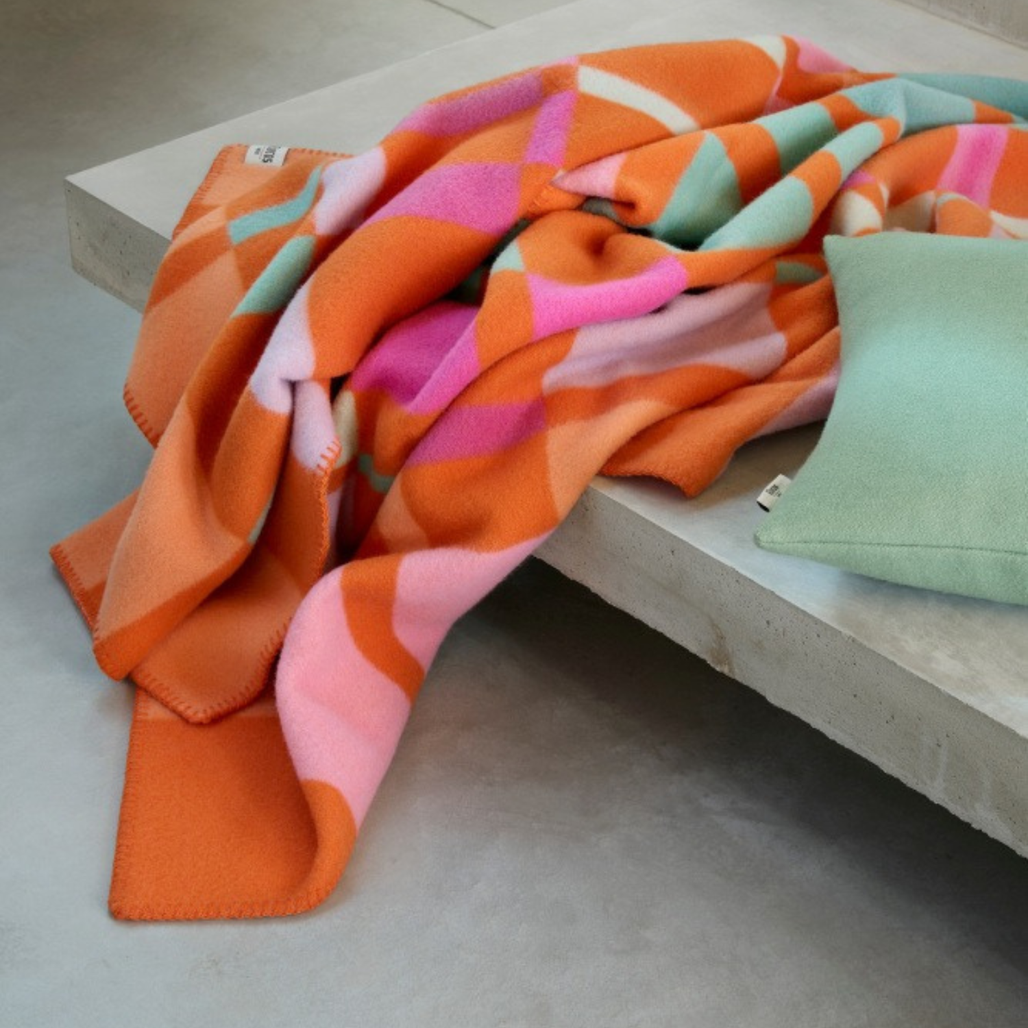 Norwegian Wool Orange Mosaic Throw Blanket