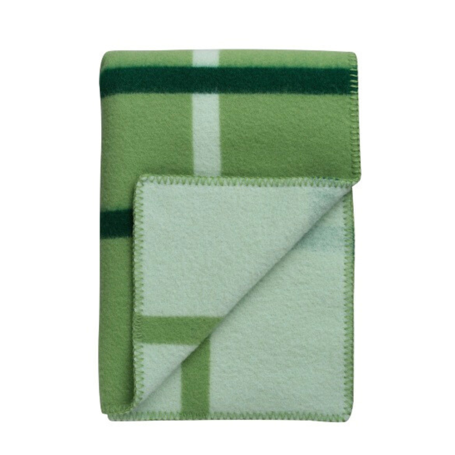 Norwegian Check Wool Throw Blanket - Field Green