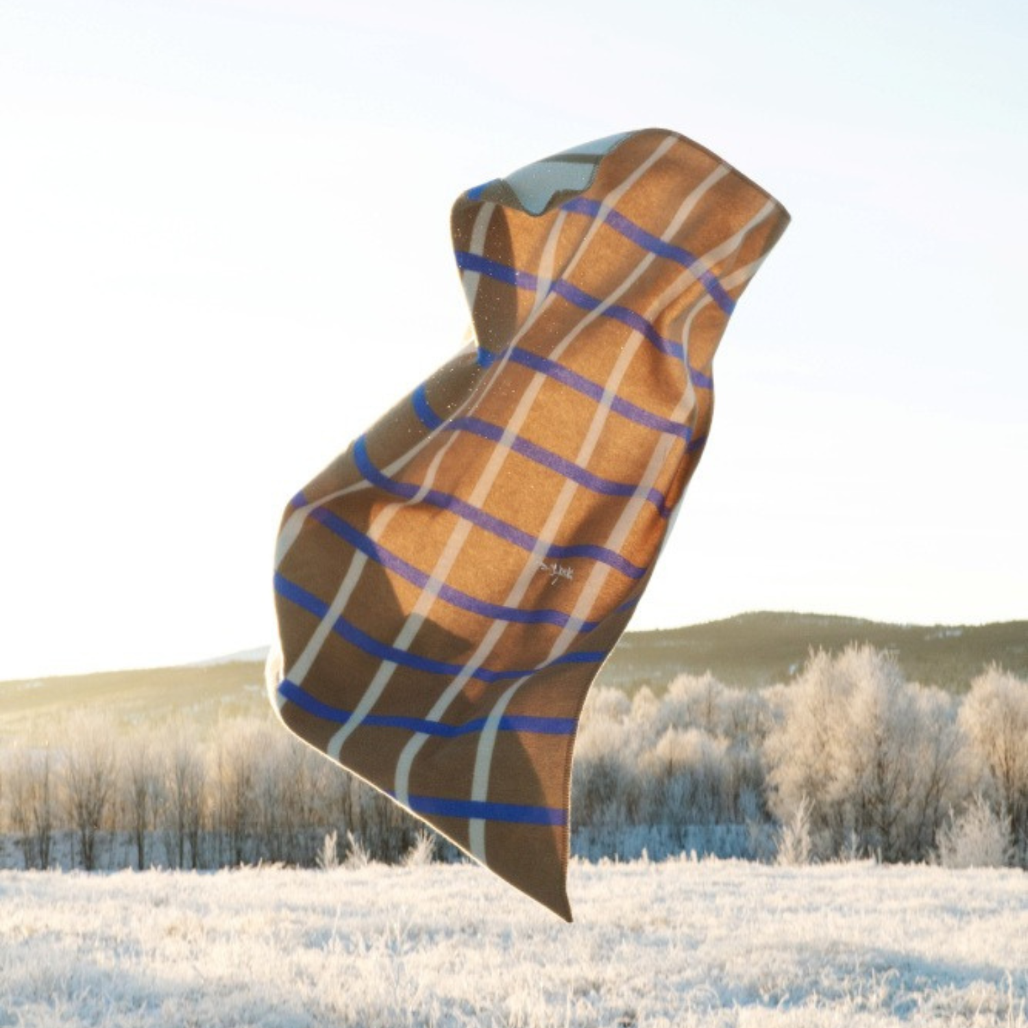 Norwegian Wool Taupe Check Throw Blanket