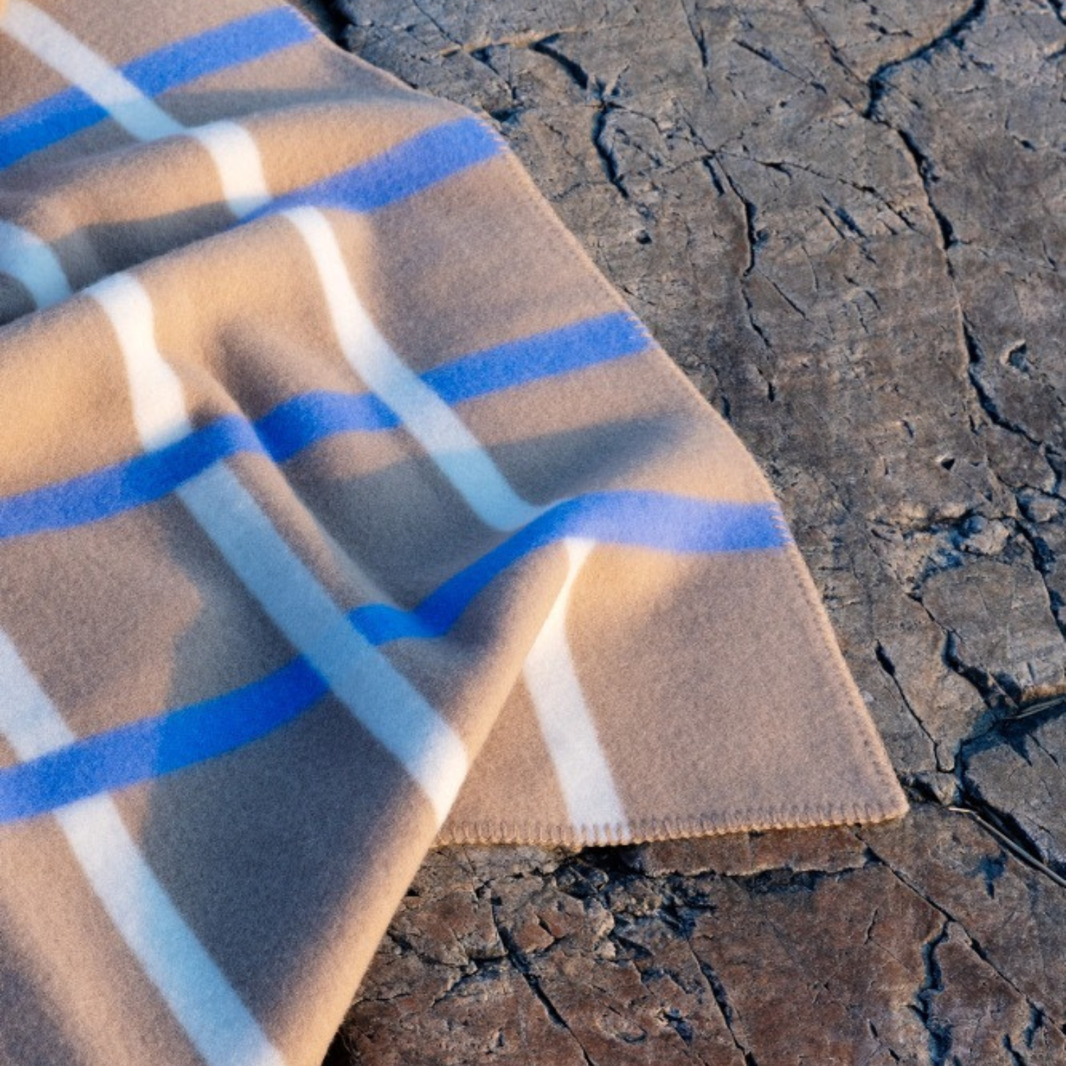 Norwegian Wool Taupe Check Throw Blanket