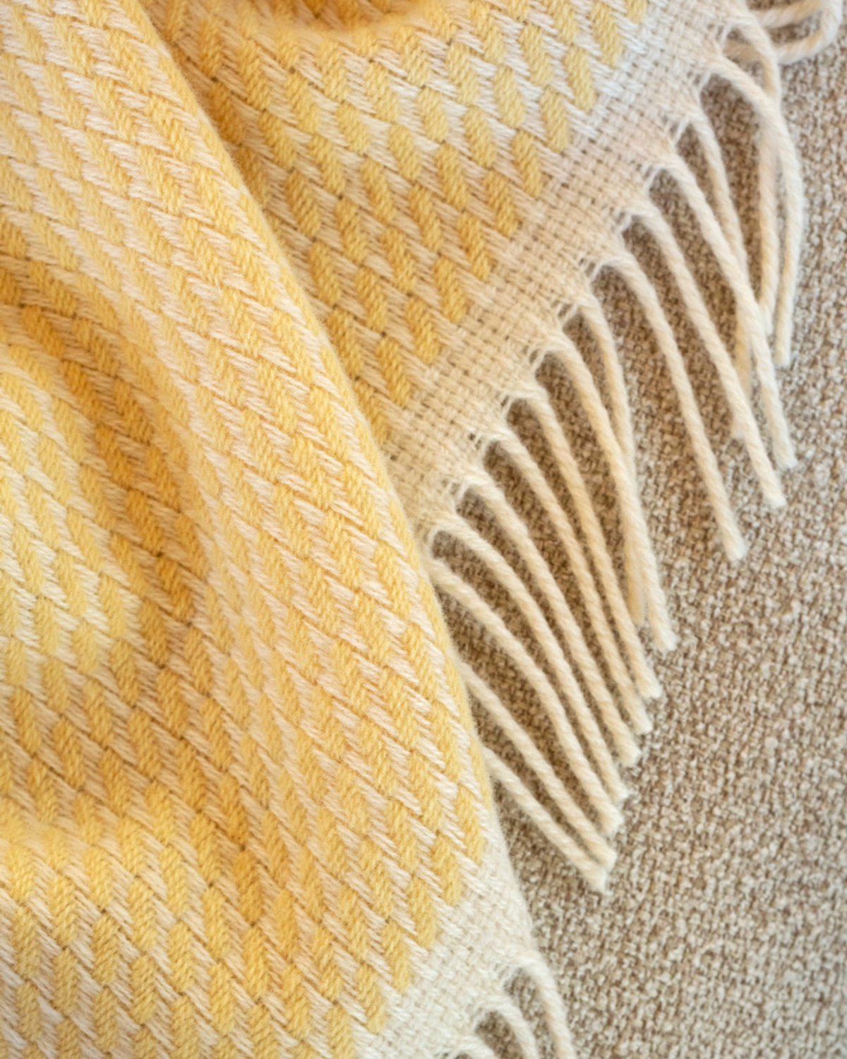 Norwegian Wool Mellow Throw Blanket- Yellow