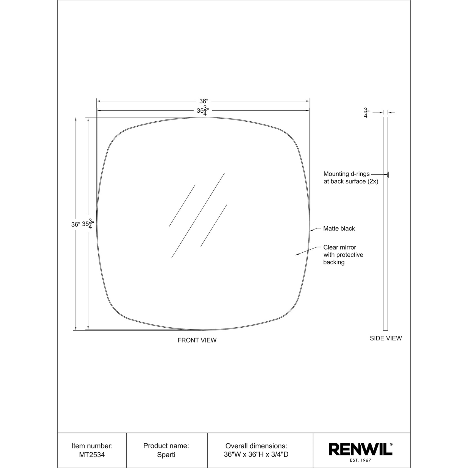 Monocle Black Square Mirror