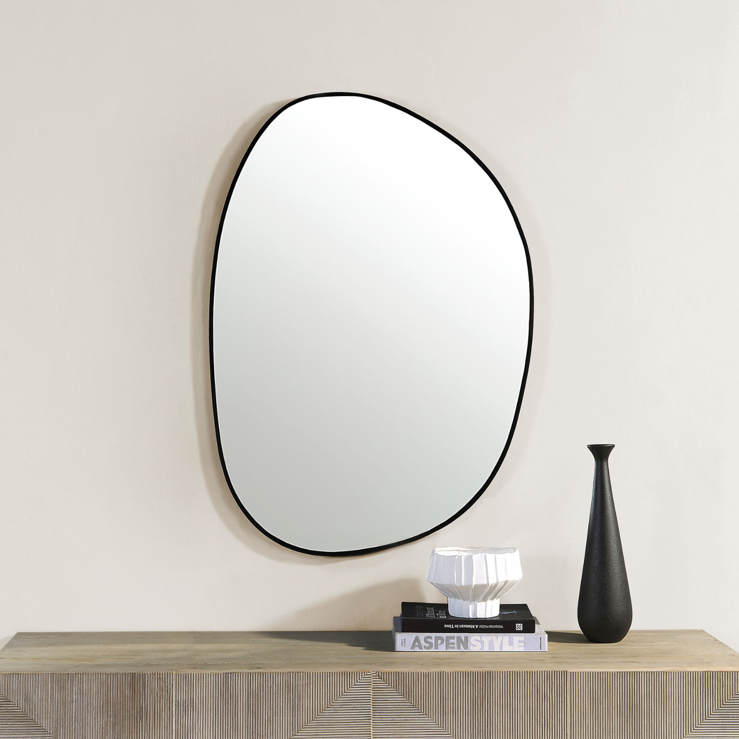 Spectacle Black Oblong Mirror