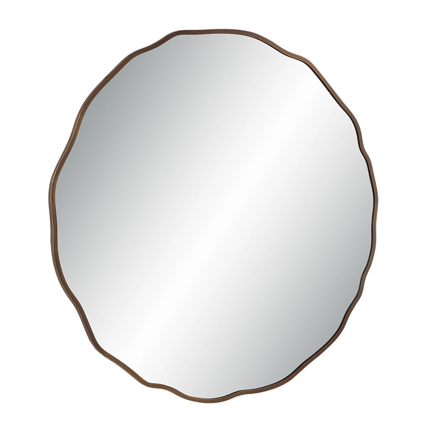 Bubble Brushed Brass Round Mirror