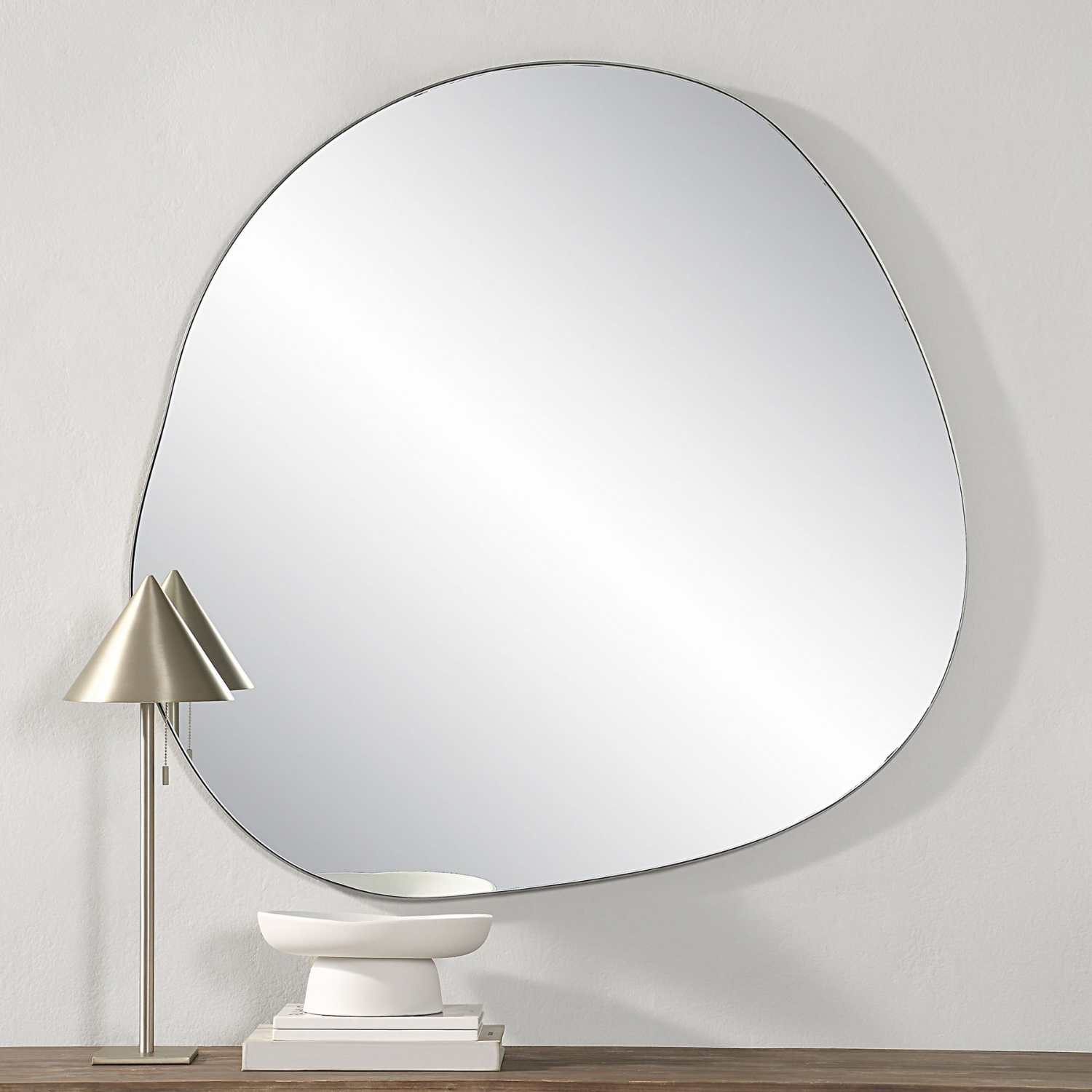Amoeba Brushed Nickel Mirror