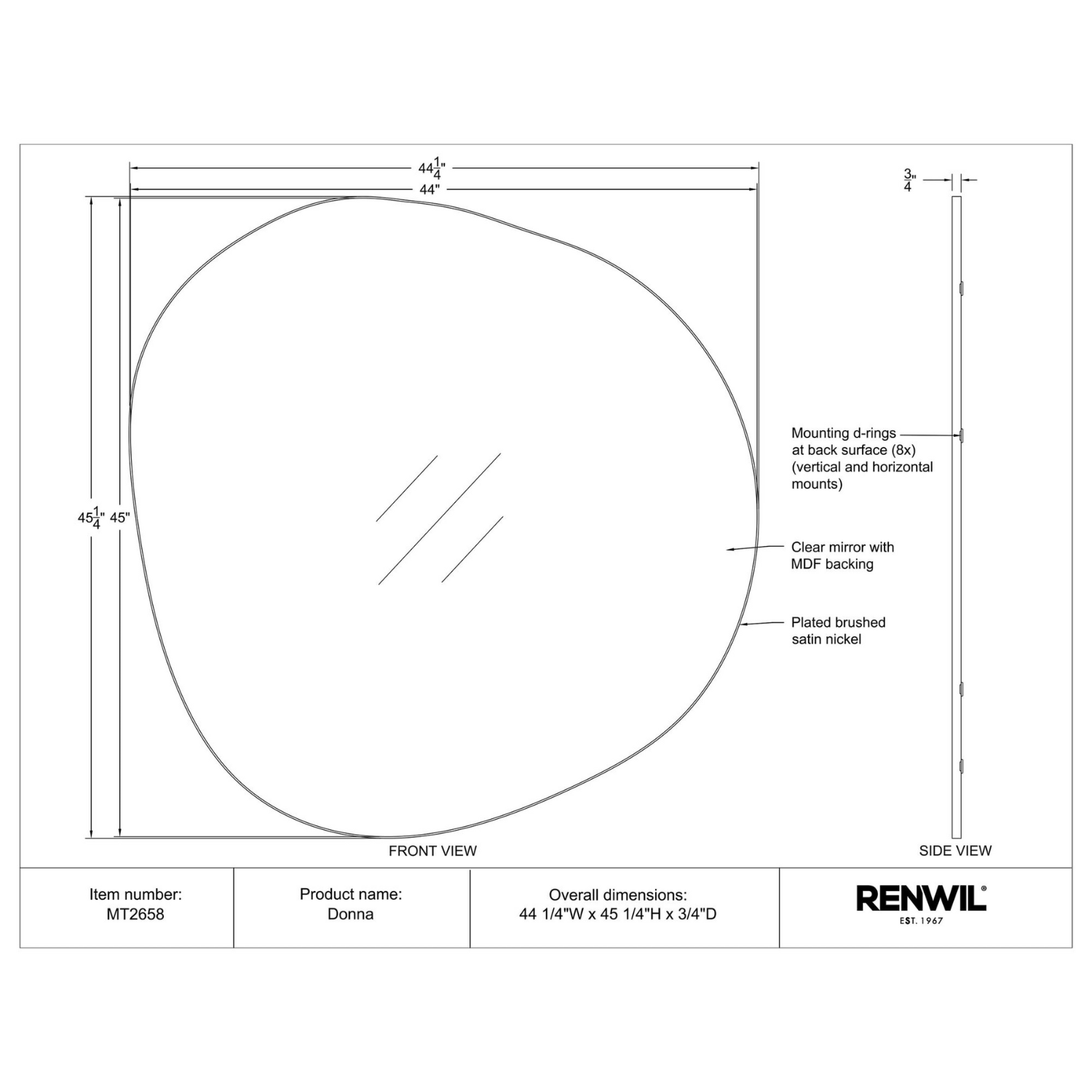 Amoeba Brushed Nickel Mirror