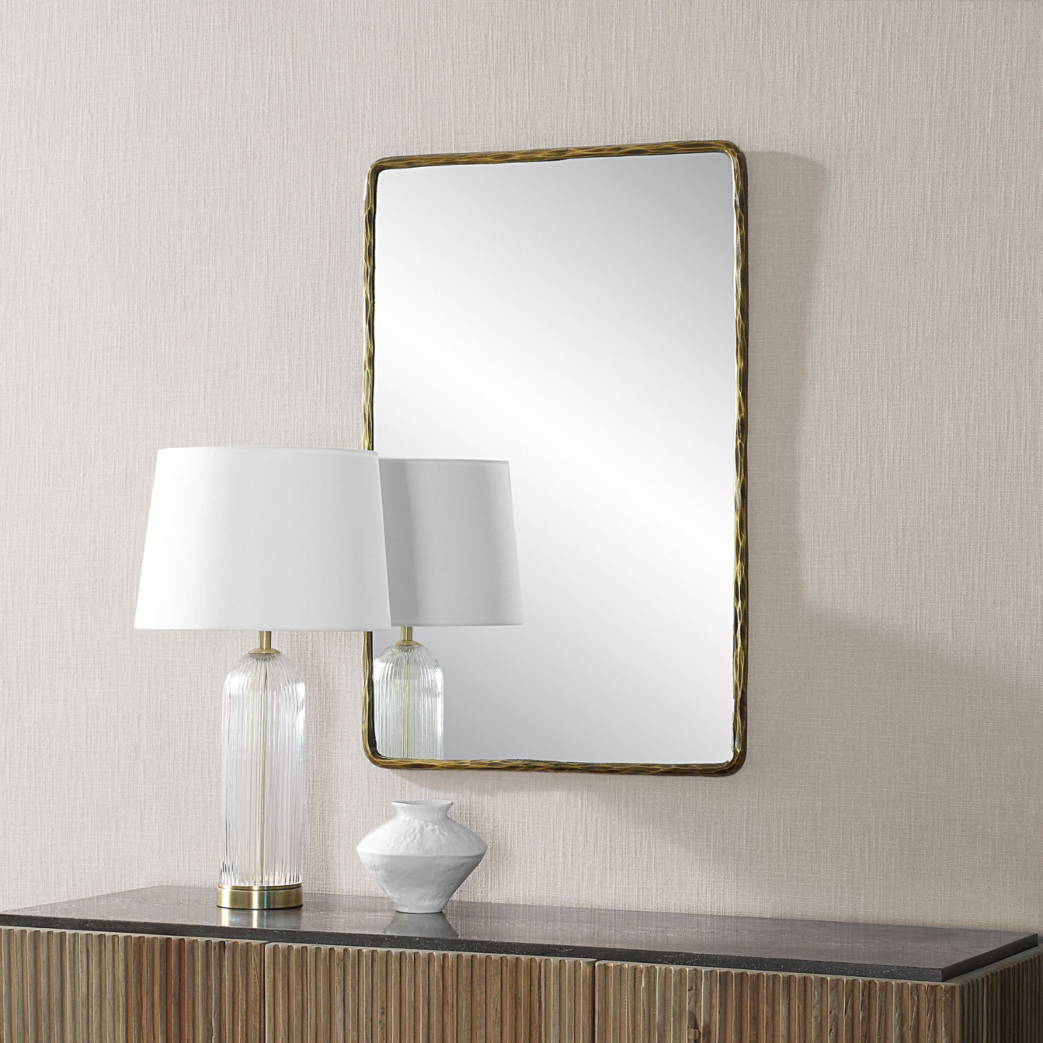 Brushed Antique Vein Rectangle Mirror